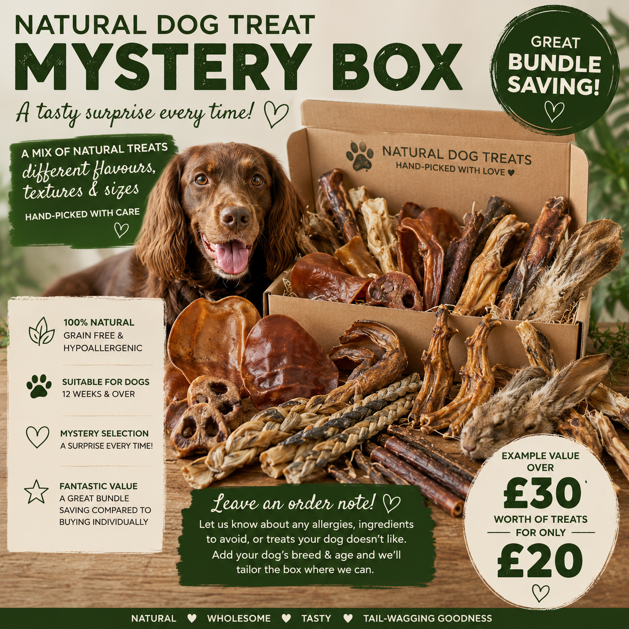Natural Dog Treat Mystery Box Bundle Bulk Random Selection