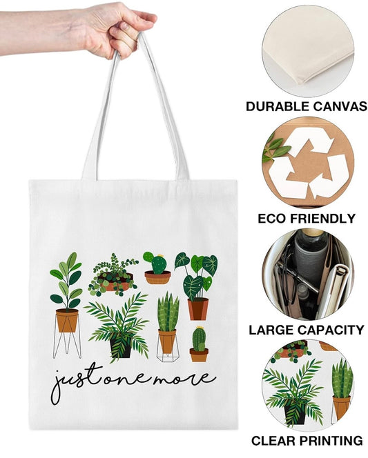 ‘Just one more’ quote plant gardening gift tote bag allotment