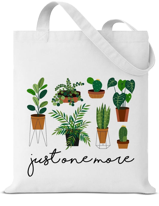‘Just one more’ quote plant gardening gift tote bag allotment