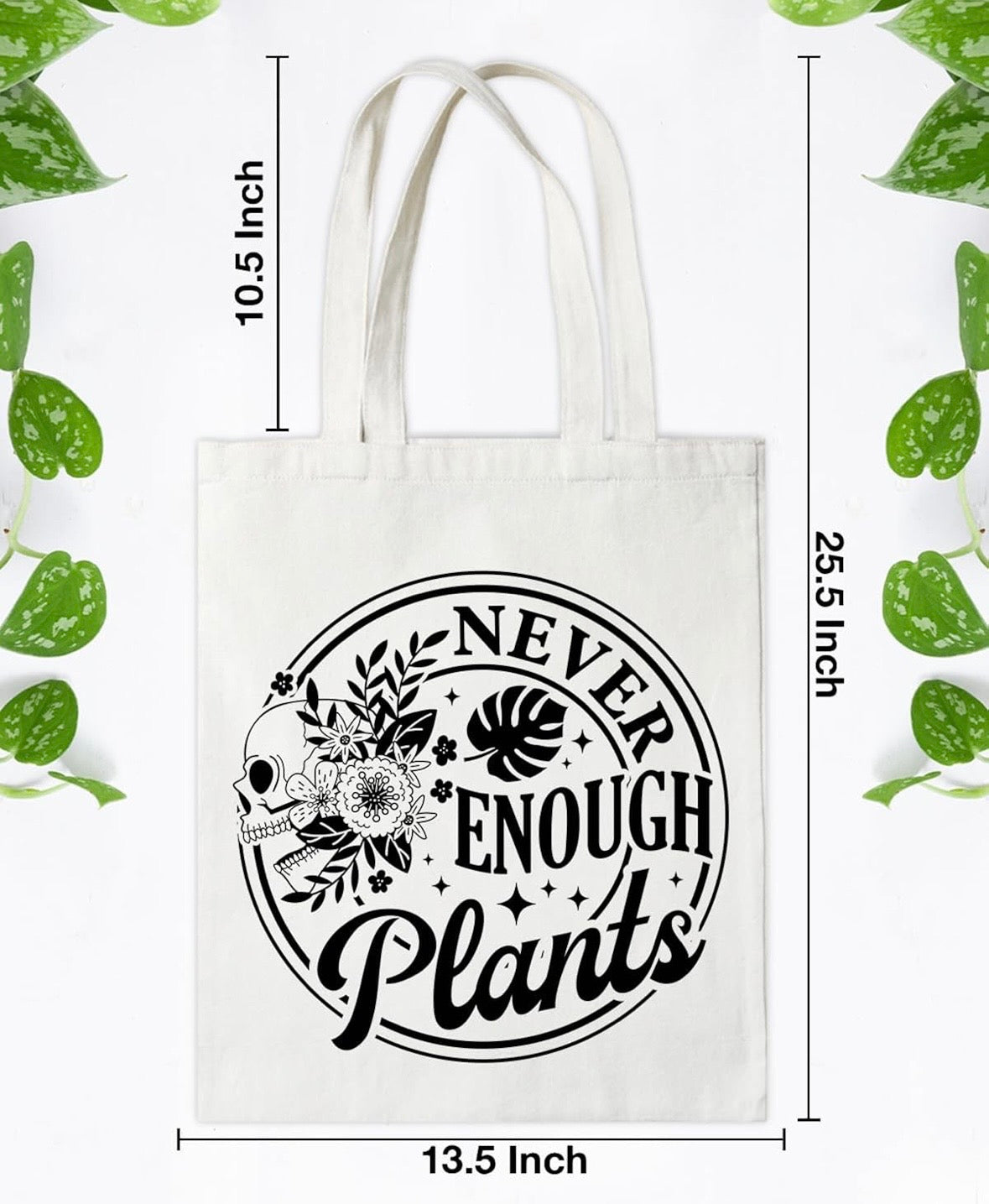 Never Enough Plants Gardening White Tote Bag Gift Handled