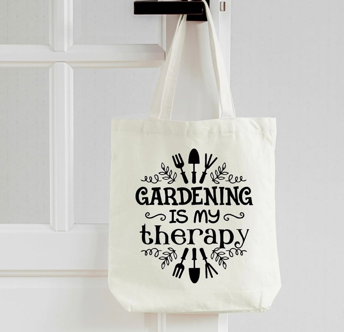 Gardening is my therapy tote bag gift allotment growing
