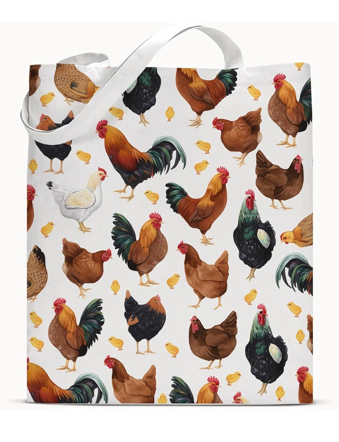 Chicken Print Tote Bag Canvas Gift Farmer Gardener