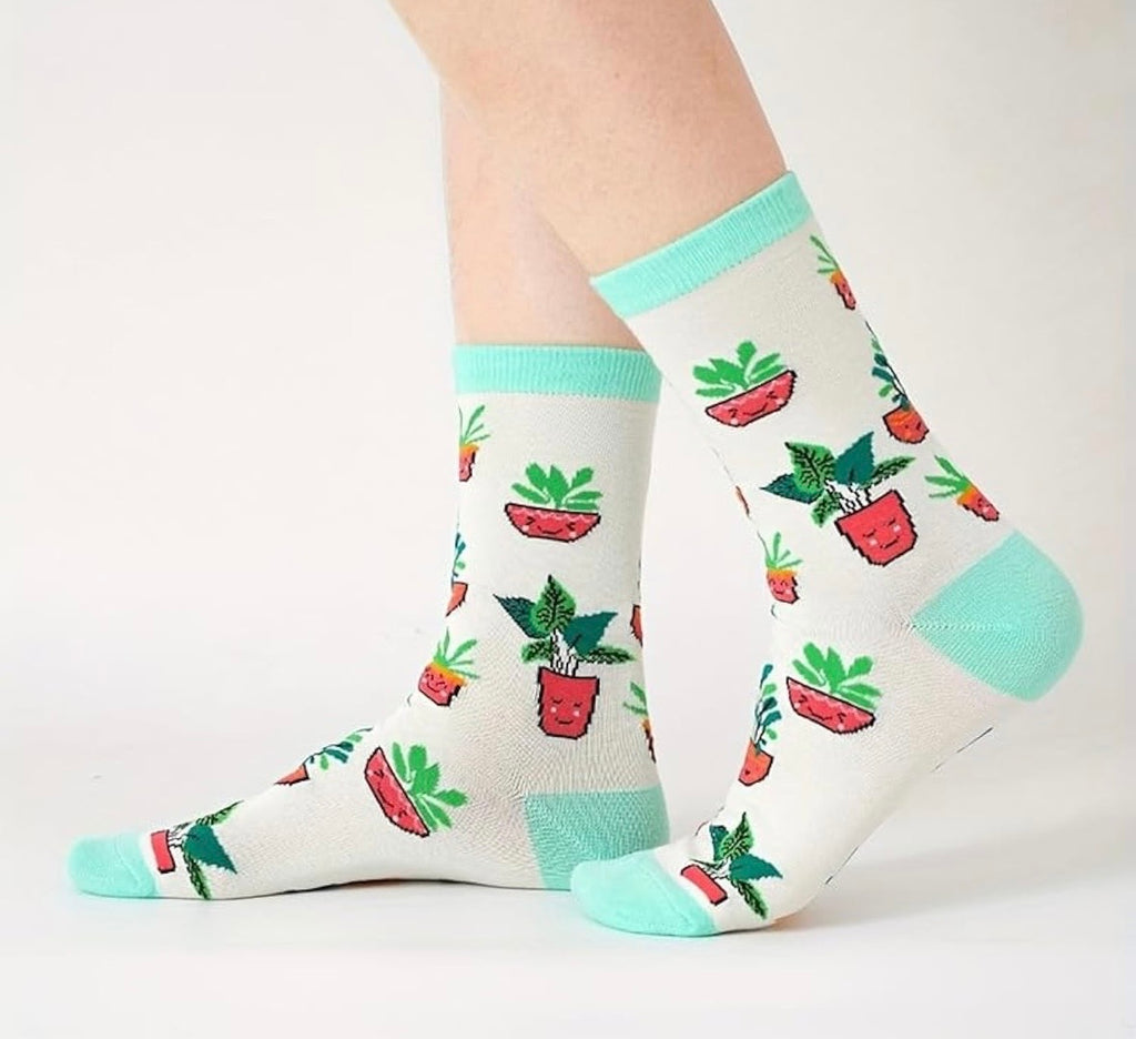 Crazy Plant Lady Funny Novelty Socks Unisex One Size 5-9 Gardener Plant Lover