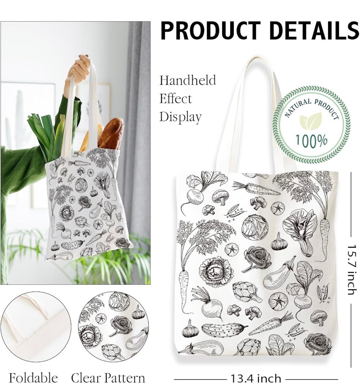 Rustic Design Veg Bag Allotment Gardening Gift Sketched Image Style