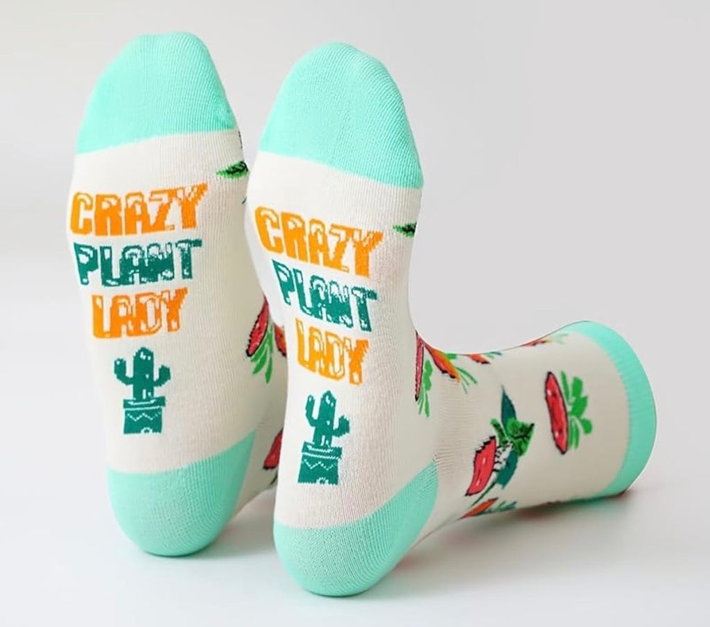 Crazy Plant Lady Funny Novelty Socks Unisex One Size 5-9 Gardener Plant Lover