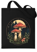 Black Mushroom Fungi Print Tote Bag Canvas Gift Farmer Gardener