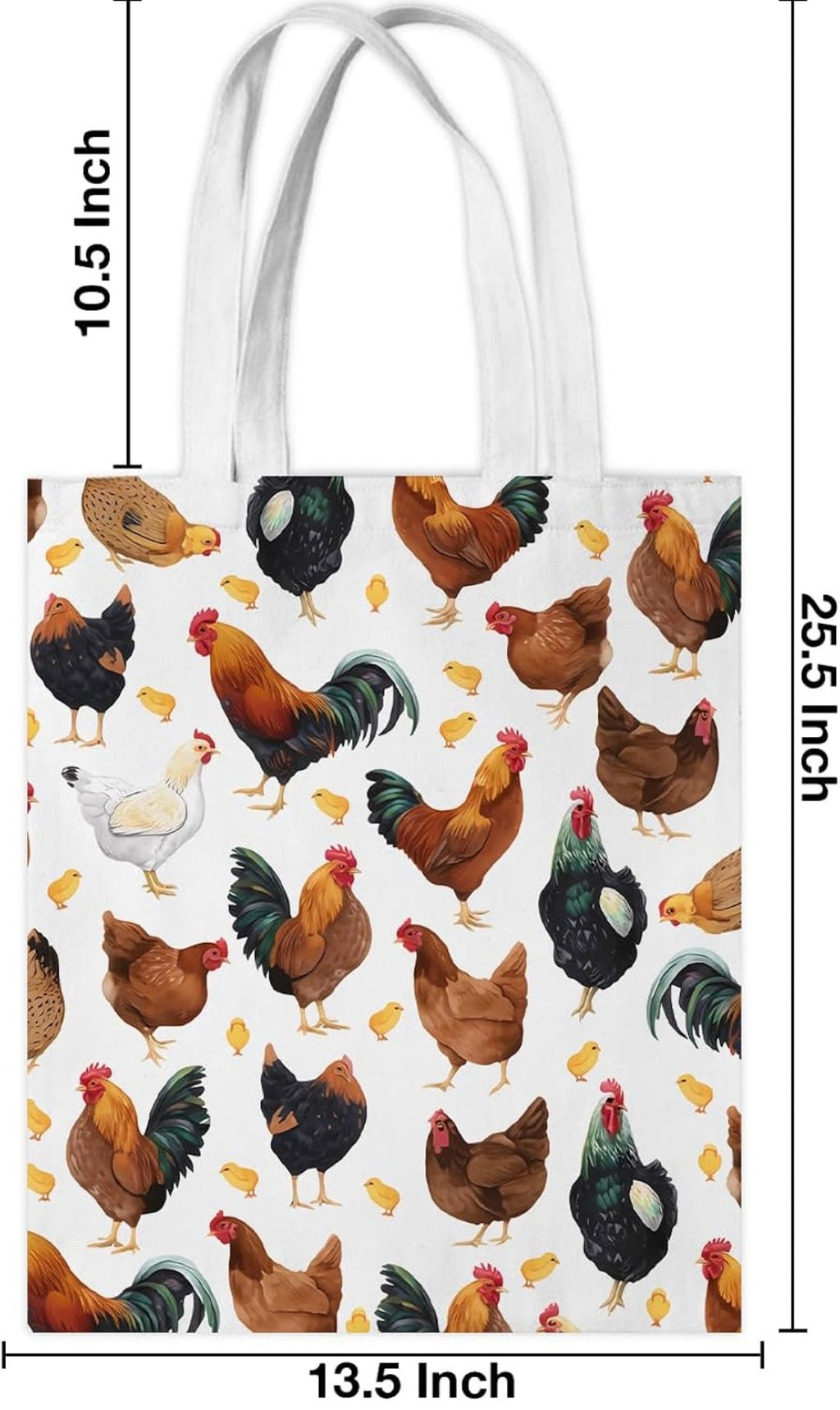 Chicken Print Tote Bag Canvas Gift Farmer Gardener