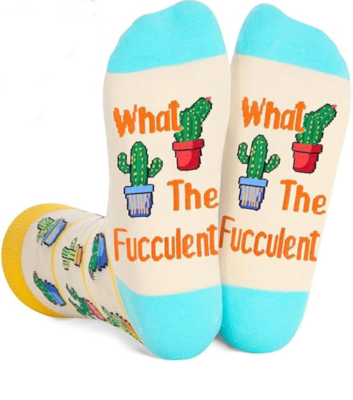 What The Fucculent Funny Novelty Socks Unisex One Size 5-9 Gardener Plant Lover