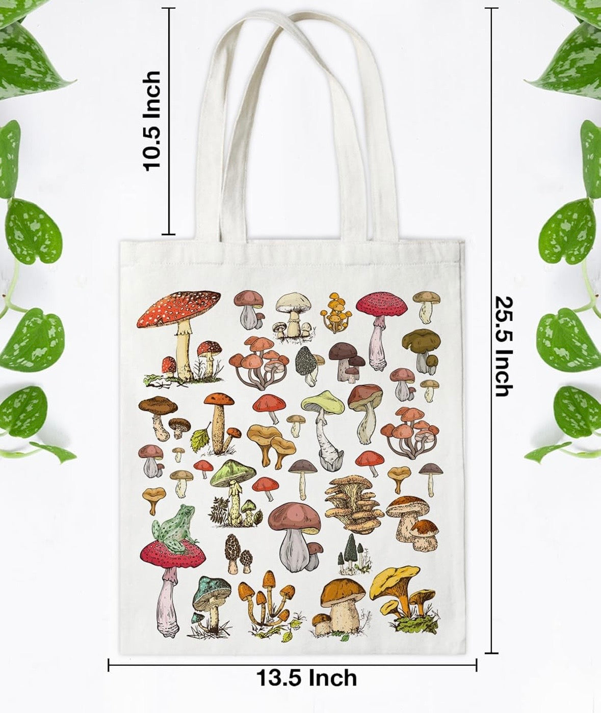 Mushroom Frog Fungi Print Tote Bag Canvas Gift Farmer Gardener
