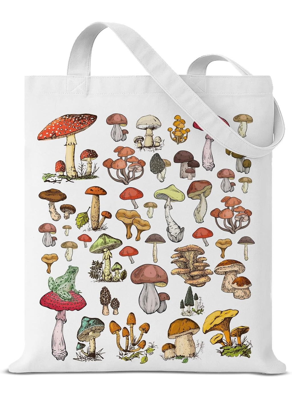 Mushroom Frog Fungi Print Tote Bag Canvas Gift Farmer Gardener